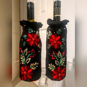 Wine Bottle Sleeve, set, recycled upcycled sweater